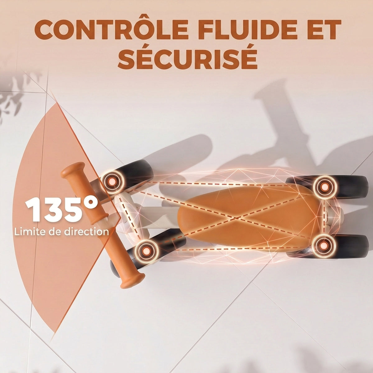 Draisienne Bébé 1-2 Ans Pliable, Cadre Léger en Aluminium, Siège Guidon Réglables, Pneus Silencieux, 57x28,5x40cm, Crème