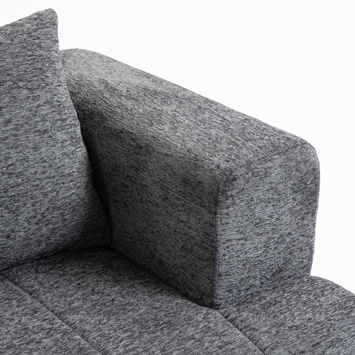 Canapé 3 places en chenille 248 cm, canapé salon moderne, large assise rembourrée, coussins à ressorts, gris