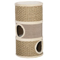 Tonneau à Gratter pour Chat, Arbre à Chat Sisal Naturel et Herbiers Marins Recouvert de Peluche, 37,5 x 37,5 x 70 cm, Kaki et Café-0