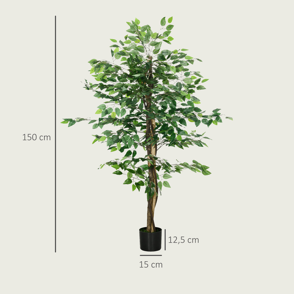Élethű mű fikusz cserépben – 150 cm