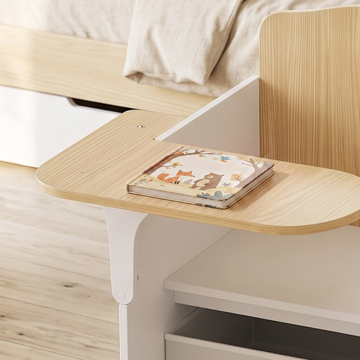Bureau et chaise pour enfants avec bac de rangement, ensemble table d'activité 2-en-1 pour dessin lecture et jeux, blanc-8