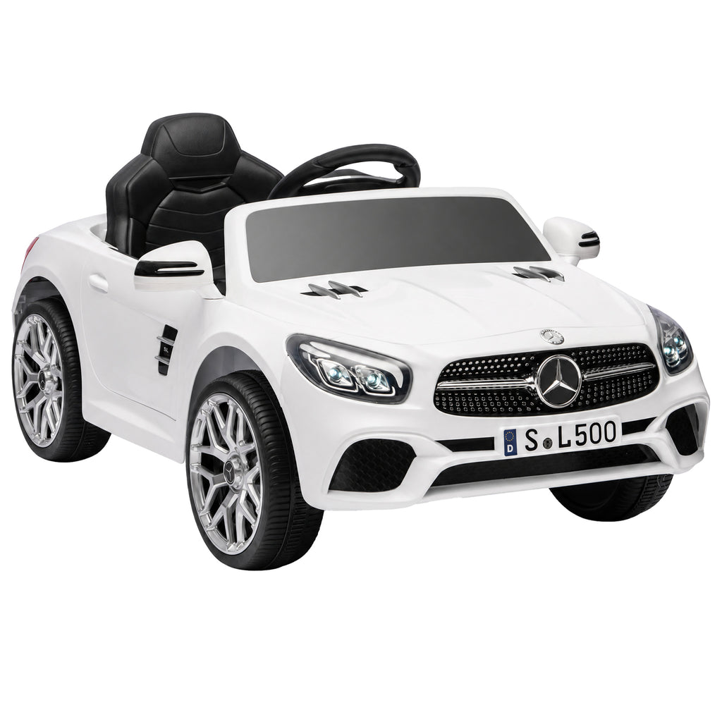 Voiture Électrique Enfants 12V Mercedes-Benz SL500, 3-5 km/h, 2 Moteurs, Télécommande 2,4G, pour 3-5 Ans, Blanc