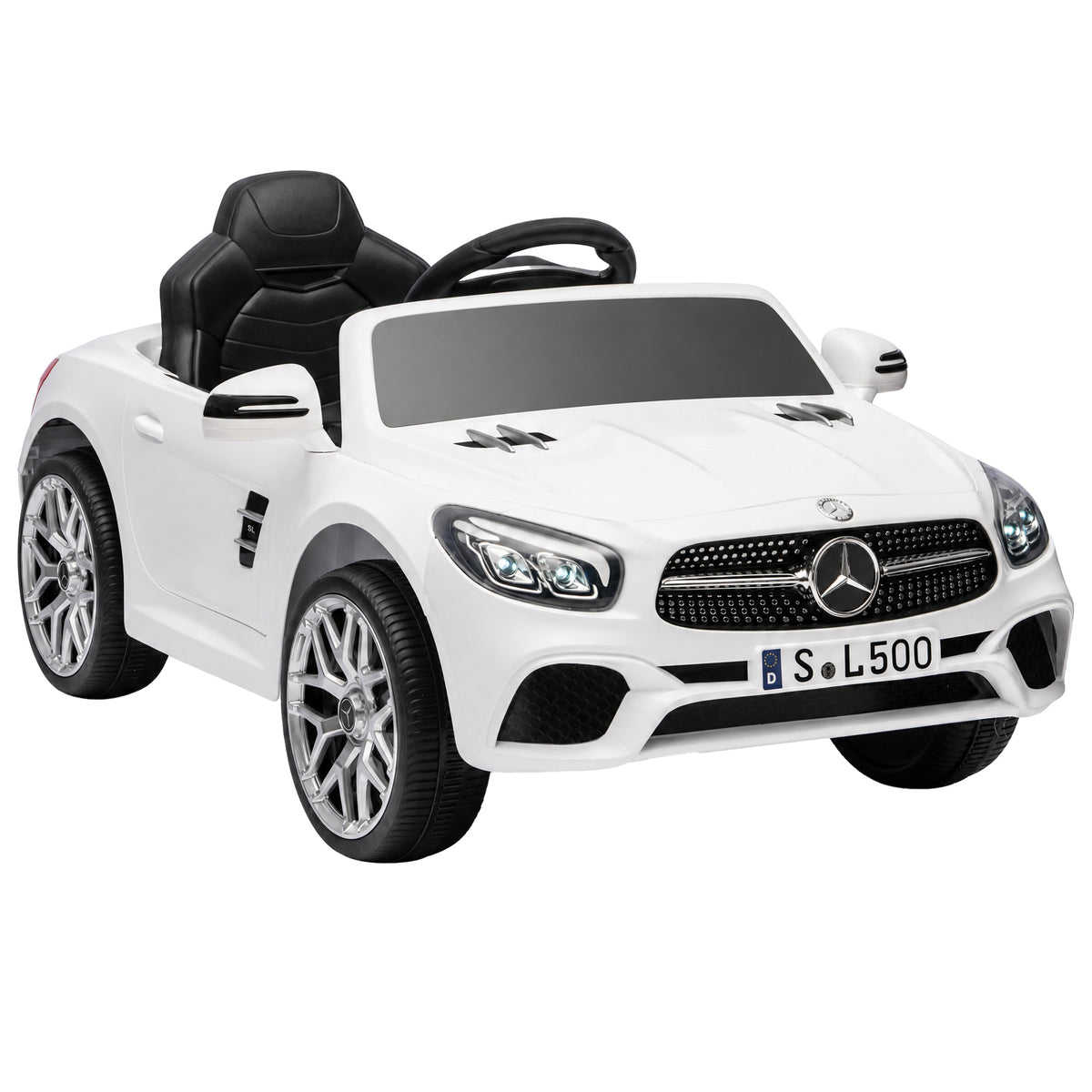 Voiture Électrique Enfants 12V Mercedes-Benz SL500, 3-5 km/h, 2 Moteurs, Télécommande 2,4G, pour 3-5 Ans, Blanc
