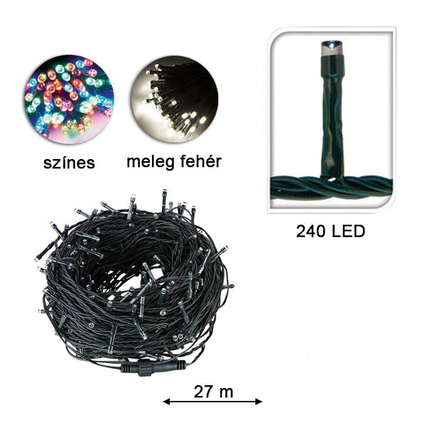 LED fényfüzér választható méretben és színben-240 LED-es-színes-1