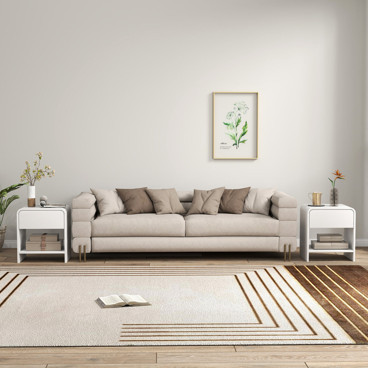 Lot de 2 tables de chevet, table d'appoint moderne avec compartiment ouvert et tiroir, 40 x 35 x 45 cm, blanc-7