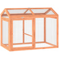 Enclos Poulailler en Bois avec Perchoir et Doubles Portes, Poulailler modulable pour jardin 104 x 70,5 x 84 cm, Orange-0