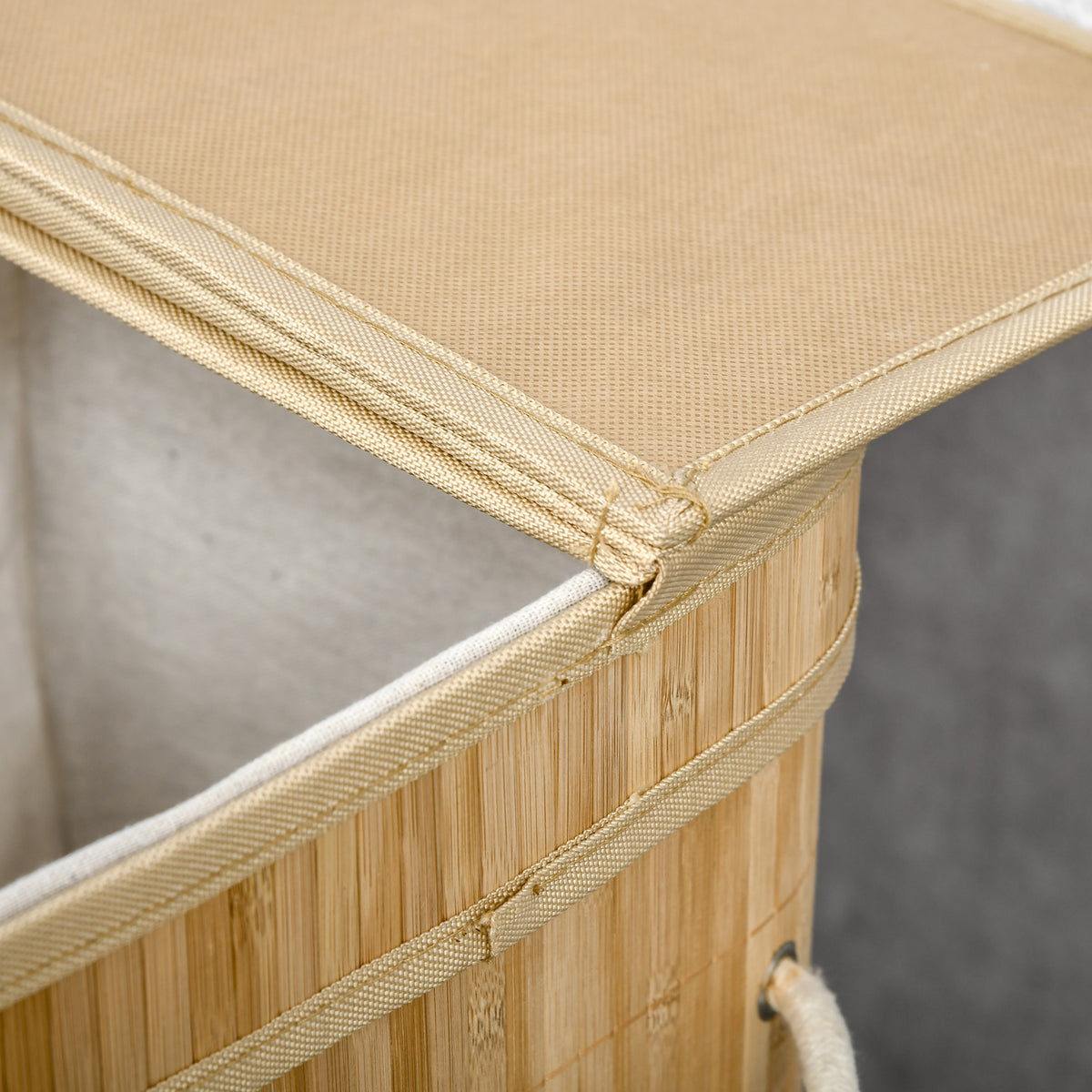 Panier à linge en bambou avec couvercle et poignées capacité 90 litres avec 2 sections et un sac amovible en tissu - 54,2 x 35,2 x 59,5 cm-8