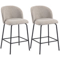 Lot de 2 Tabourets de Bar, Chaises de Bar, Repose-Pieds et Dossier, Tissu Effet Lin, Hauteur d'Assise 68cm, Gris Clair-0