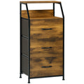 Meuble de rangement style industriel commode 3 tiroirs en tissu amovibles et 2 étagères - 44 x 29 x 92 cm - bois et métal-0