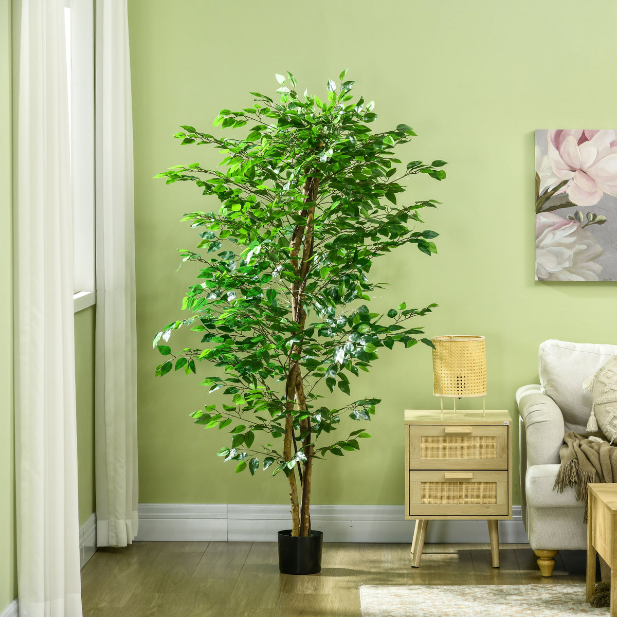 Élethű műfikusz fa cseréppel – 180 cm, 1260 levéllel