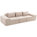 Canapé 3 Places en Chenille 320 cm, Canapé Modulaire, Assise et Accoudoirs Extra-Larges, Entièrement Compressé, Beige