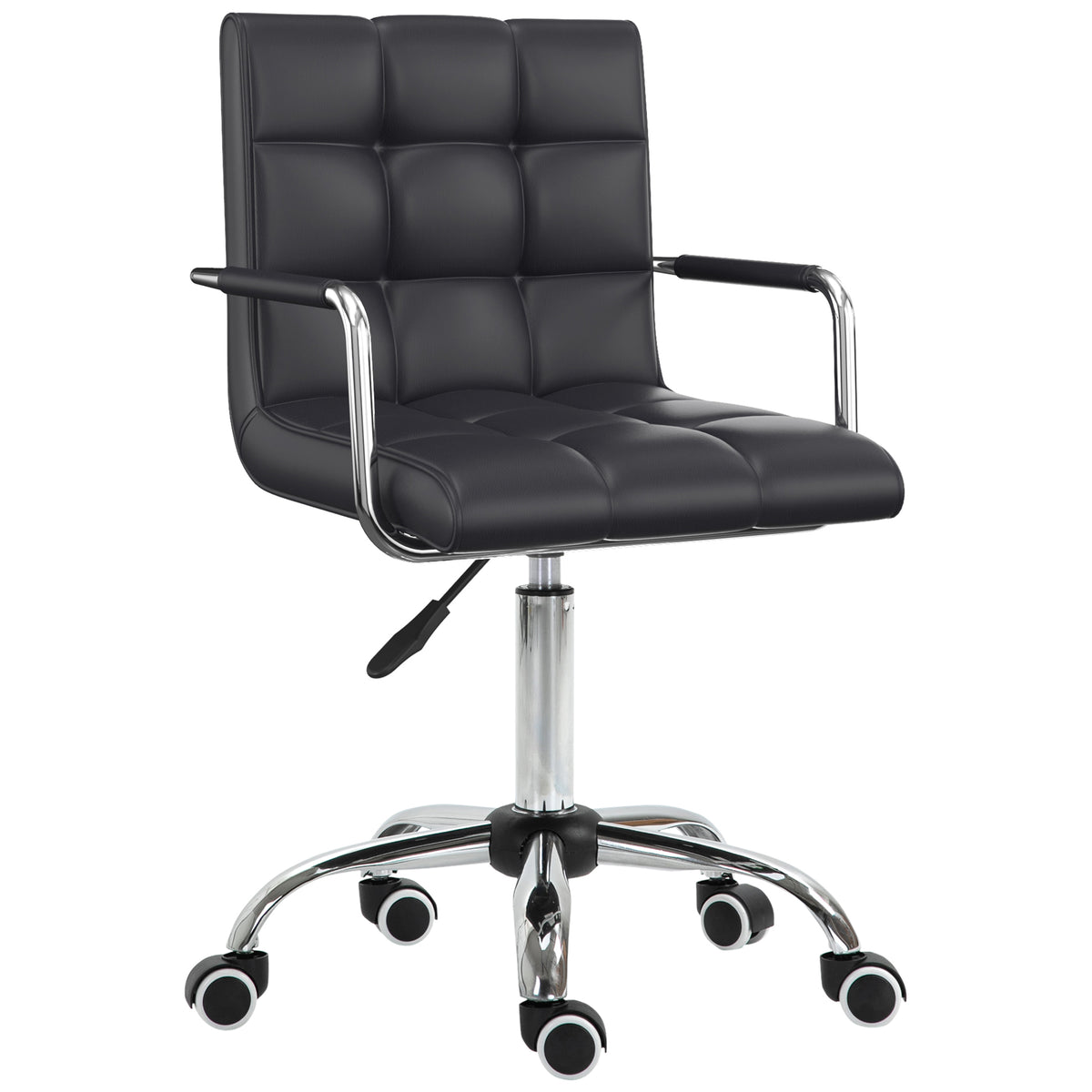 Chaise de bureau fauteuil manager pivotant hauteur réglable revêtement synthétique capitonné noir-0