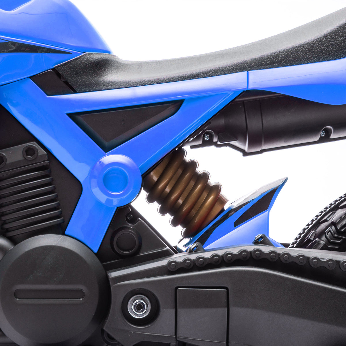 Moto cross électrique pour enfants 3-8 ans, batterie 6 V, 2 moteurs, klaxon et roues d'entraînement, charge 30KG, bleu