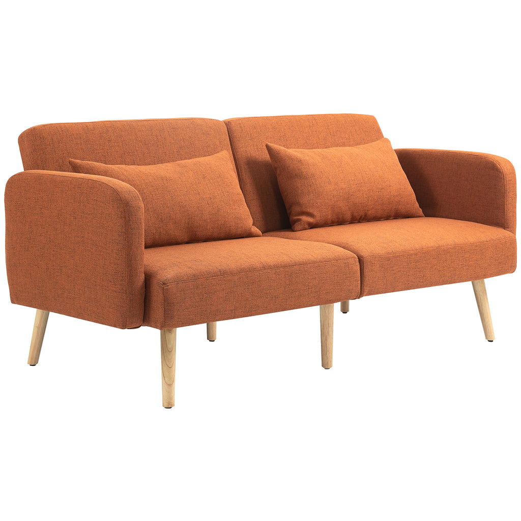 Canapé convertible 3 places design clic clac dossier inclinable et accoudoirs réglables tissu effet lin marron