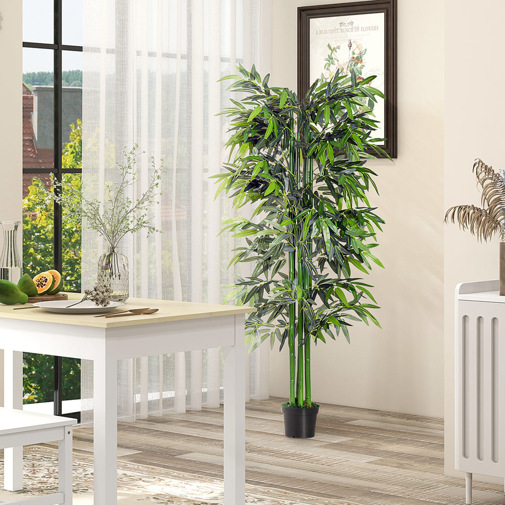 Bambou Artificiel XXL 1,80H m arbre artificiel Feuilles denses réalistes Pot Inclus Noir Vert-1