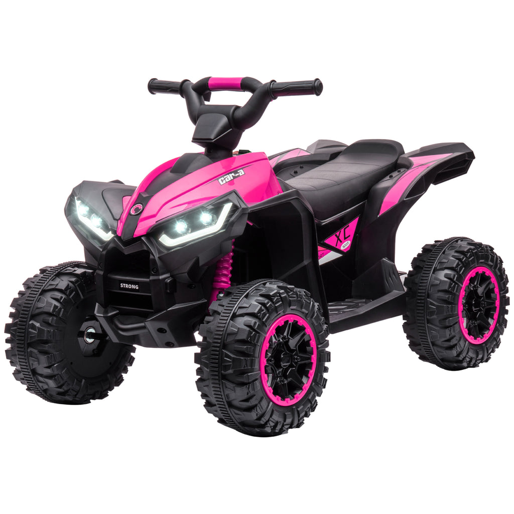 Quad buggy électrique enfant 12 V 6 Km/h max. effets lumineux selle pour enfant 3-5 ans métal PP noir rose