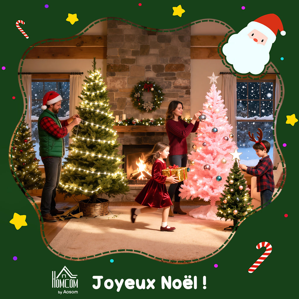 Sapin de Noël artificiel 210 cm, arbre de Noël fin avec 350 lumières, 1273 pointes, support en métal pliable, vert-8