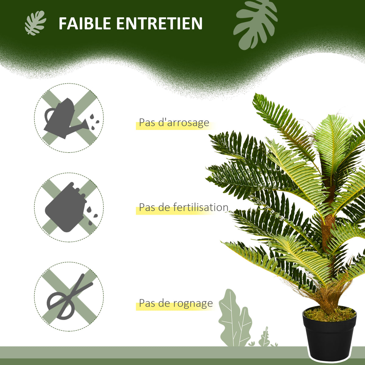 Élethű műpálma cserépben – 18 PEVA levéllel, 85 cm