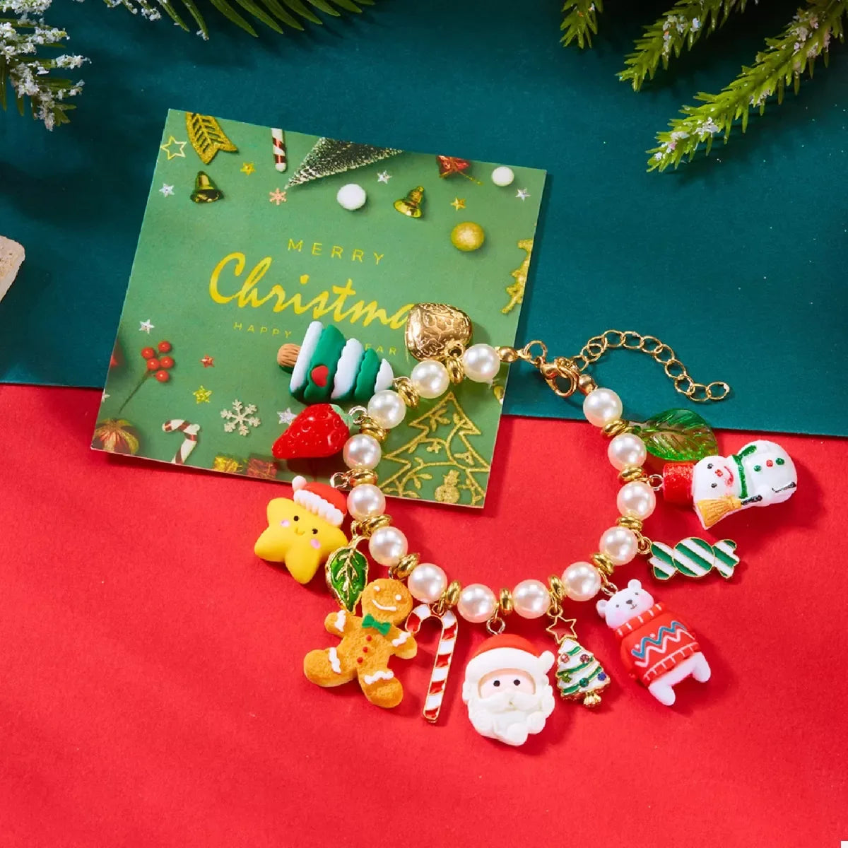 Christmas Charm Pearl Bracelet-0