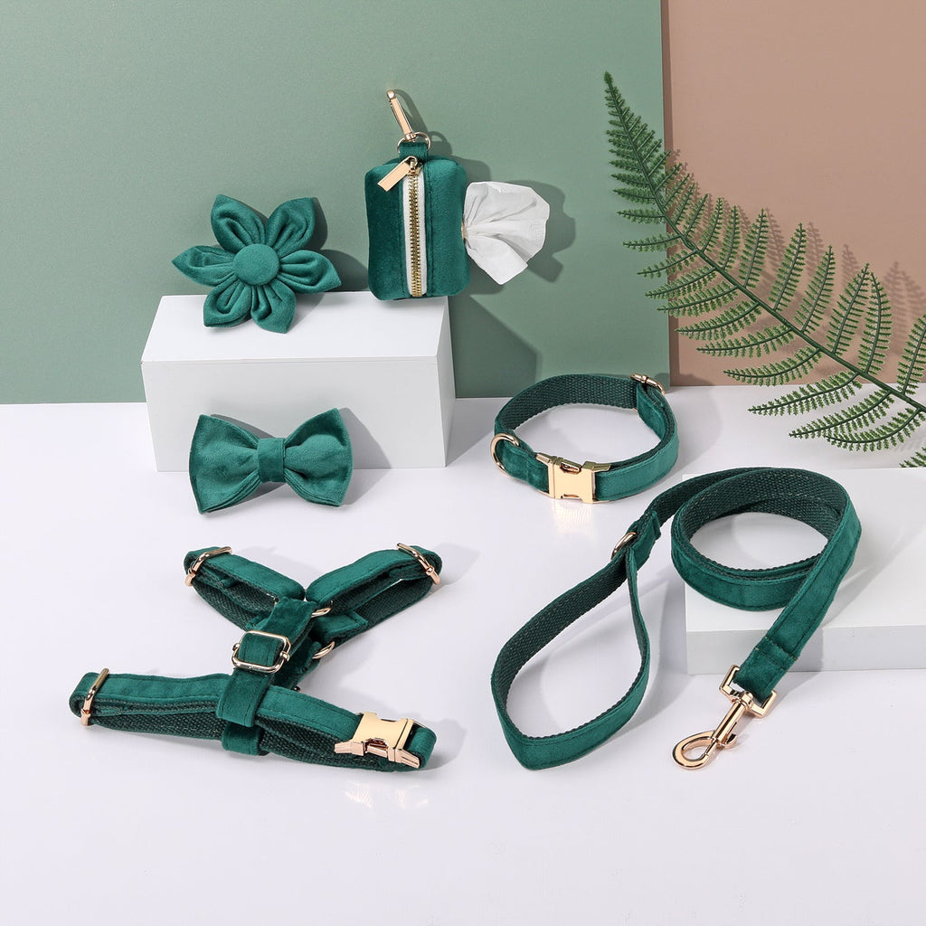 Pawsome Pets Step-In sétáltató szett – sötétzöld virágos, 6 részes - STEP IN FLORAL BUNDLE - DARK GREEN (6 pieces)
