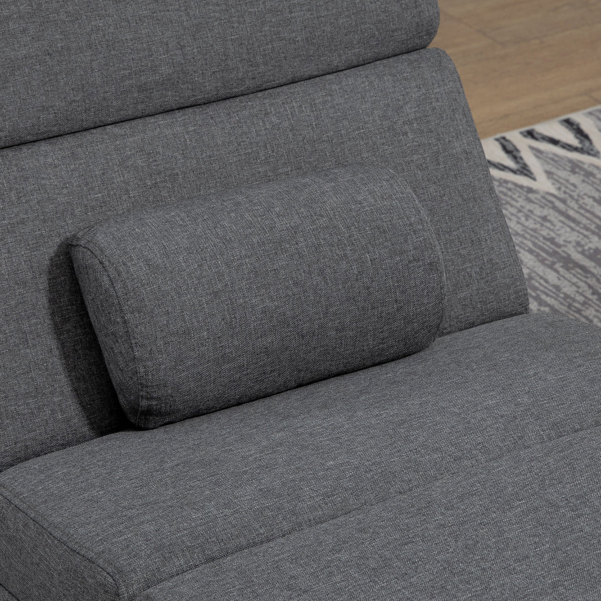 Fauteuil relax salon fauteuil de massage et chauffage meridienne avec télécommande et oreiller, tissu effet lin, gris