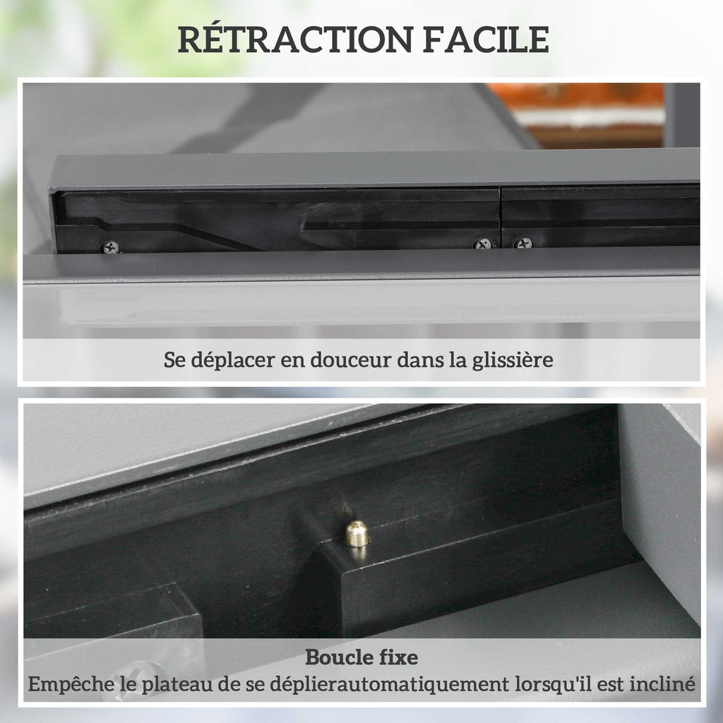 Table Extensible de Jardin Grande Taille dim. dépliées 160 x 80 x 75 cm Aluminium Plateau Verre trempé transparent-4