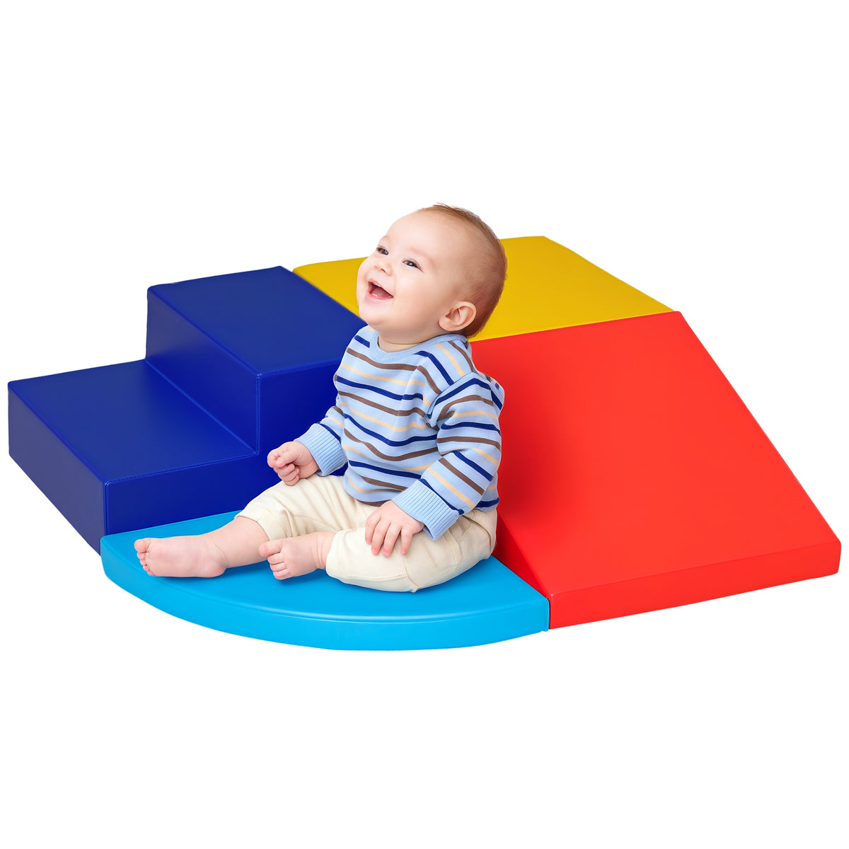 4 Blocs de construction XL - modules de motricité - jouets éducatifs - parcours motricité enfant mousse EPE polyuréthane, bleu, jaune, rouge