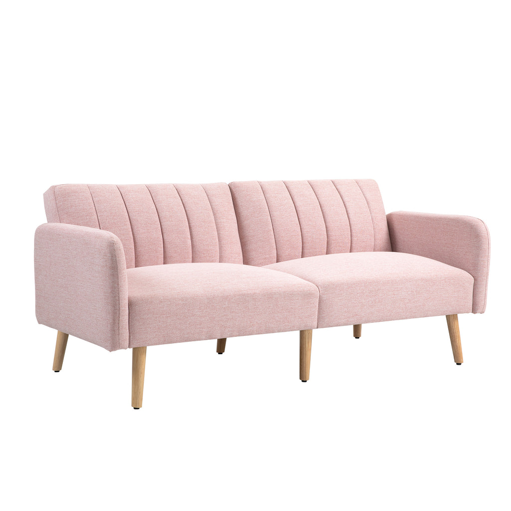 2 Személyes Ágyékanapé – Skandináv Design, Rózsaszín, Len Hatású Szövet