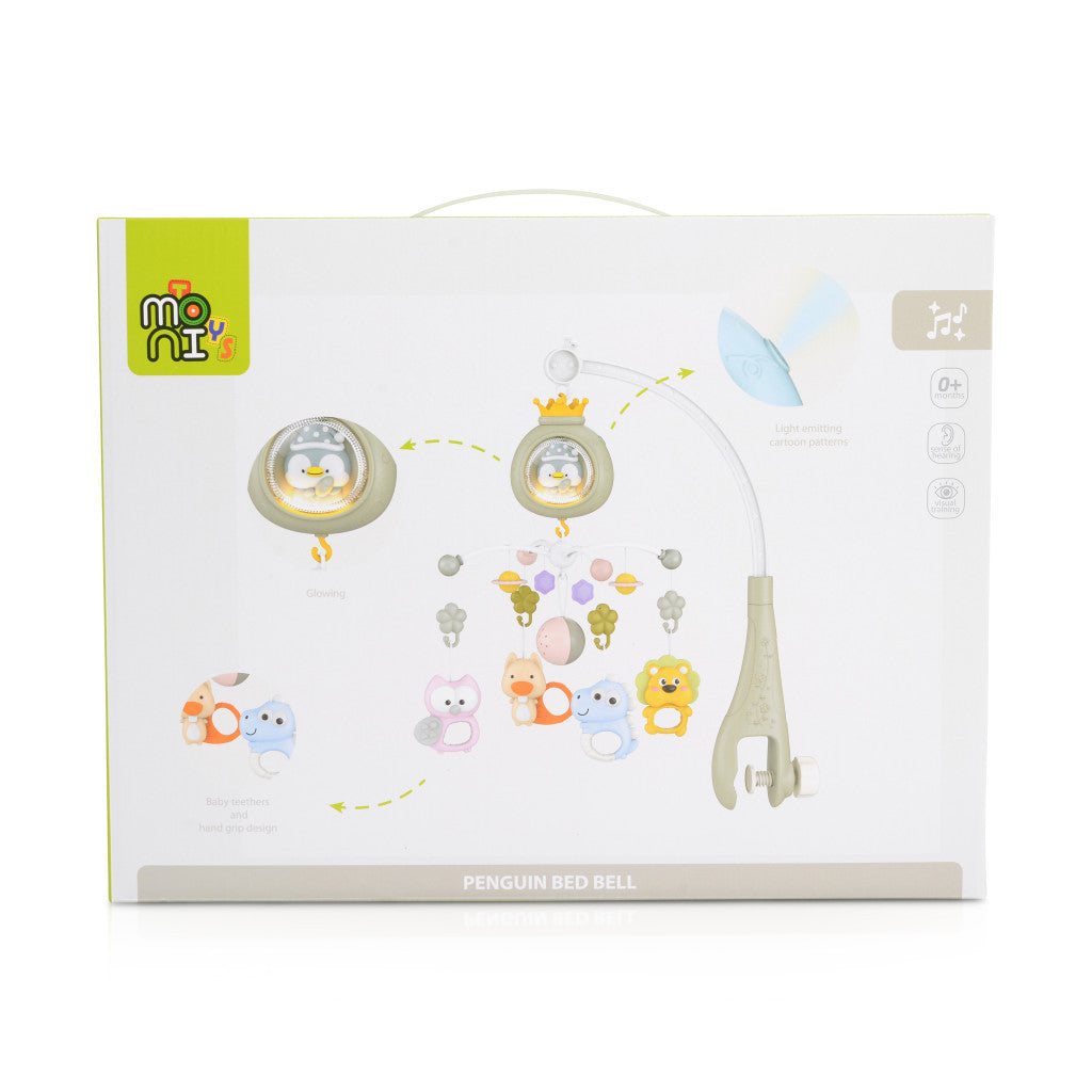 Moni Penguin Bed bell zenélő forgó játék kiságyra fehér zajjalzenélő forgó - Kék-2