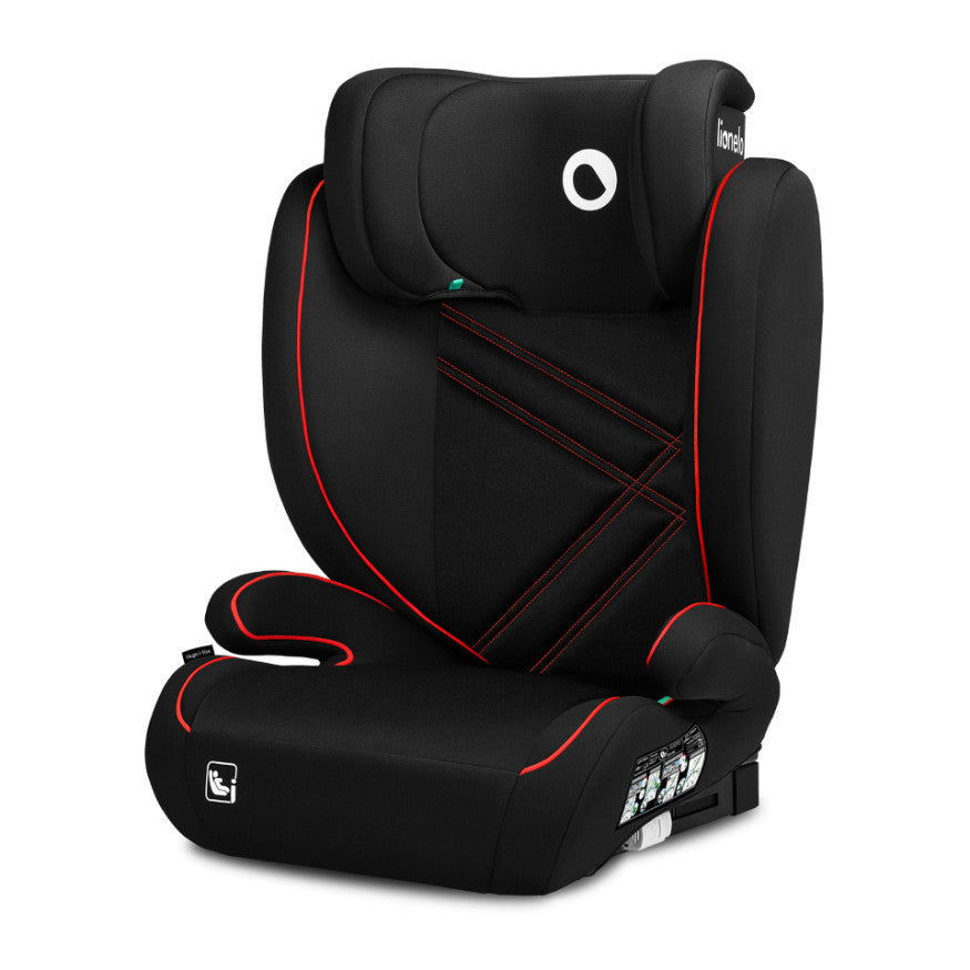 Lionelo Hugo i-Size Isofix gyerekülés (100-150 cm) - Black Red-0