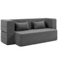 Canapé convertible 2 places, canapé-lit en chenille, assise et accoudoirs larges 2 coussins, entièrement compressé, gris-0