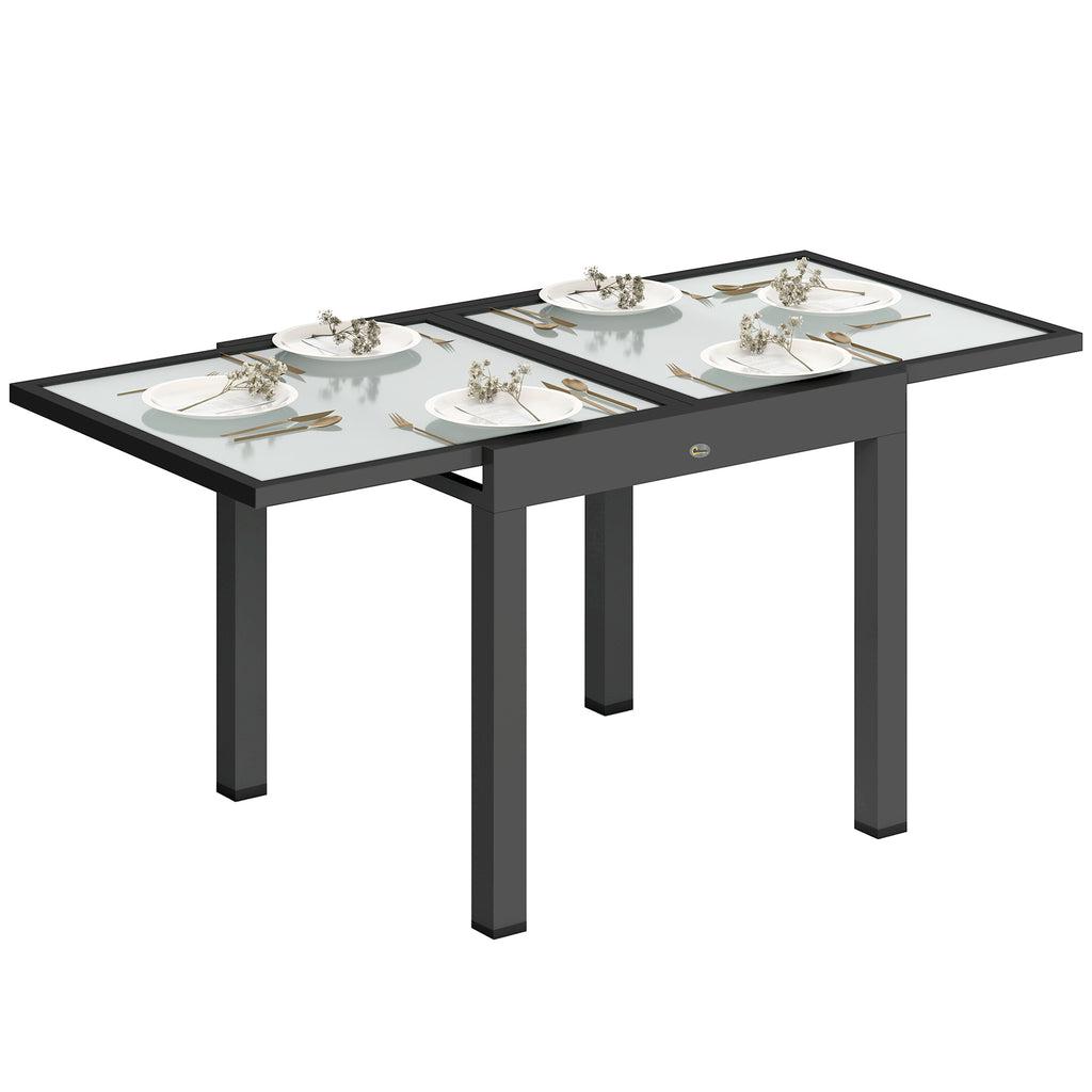Table Extensible de Jardin Grande Taille dim. dépliées 160 x 80 x 75 cm Aluminium Plateau Verre trempé transparent-0