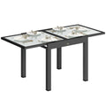 Table Extensible de Jardin Grande Taille dim. dépliées 160 x 80 x 75 cm Aluminium Plateau Verre trempé transparent-0
