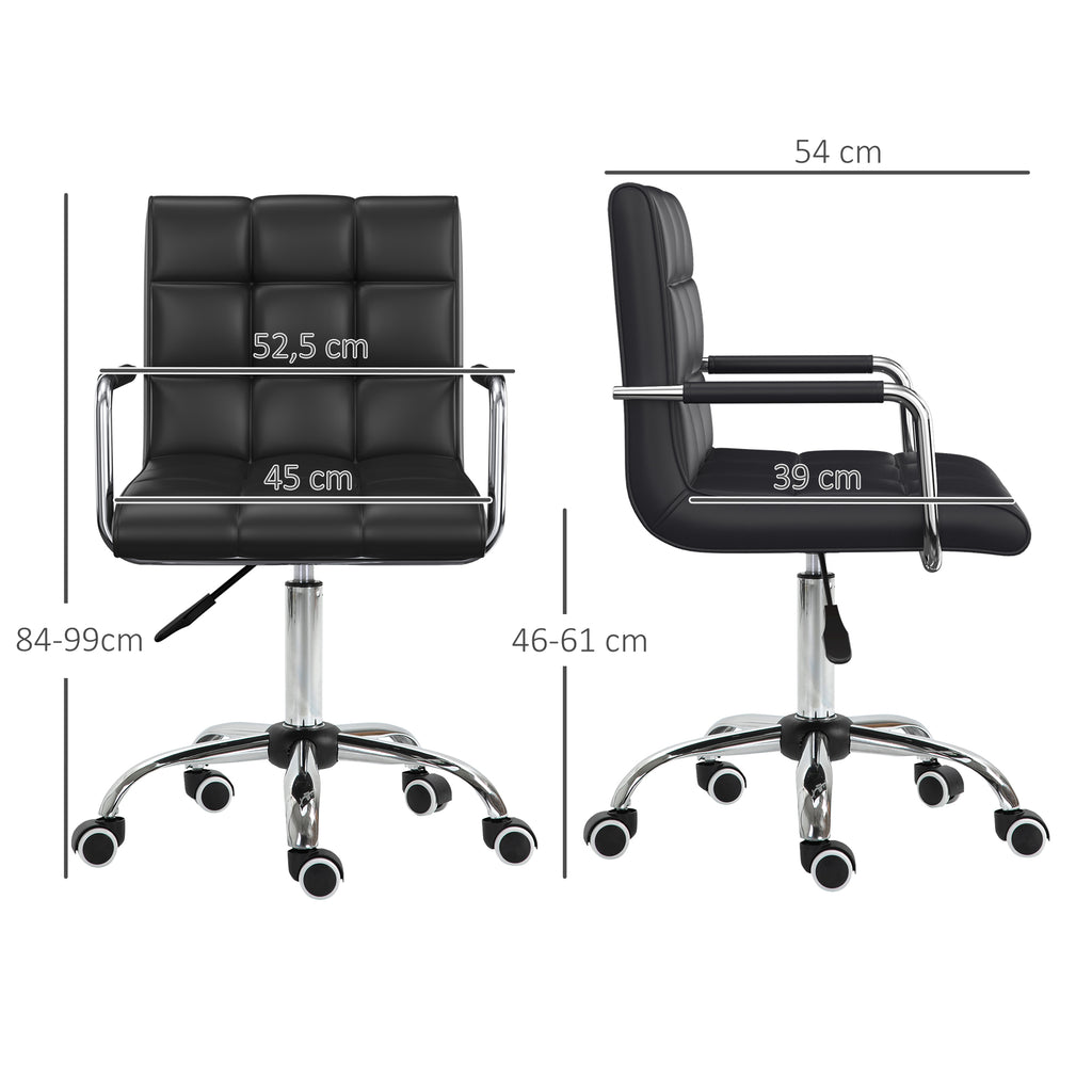 Chaise de bureau fauteuil manager pivotant hauteur réglable revêtement synthétique capitonné noir-2