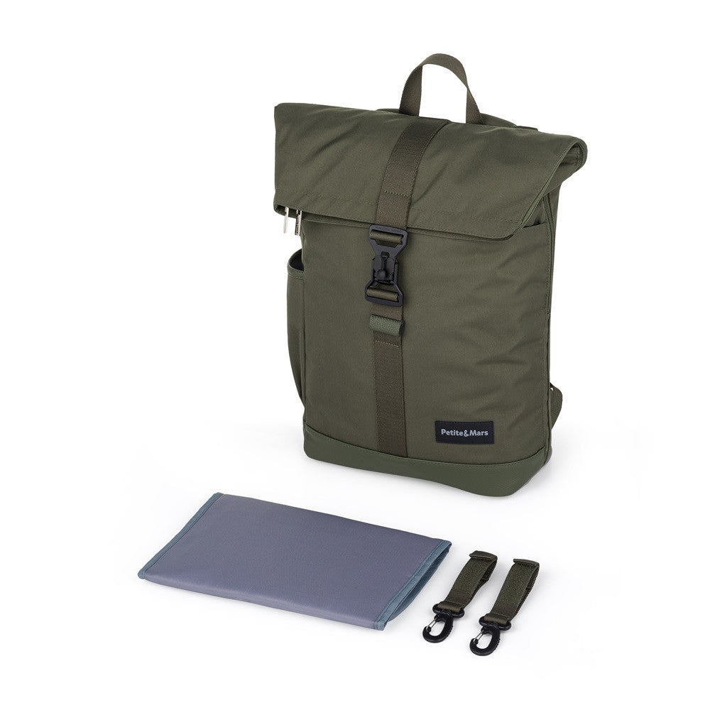 Petite&Mars Pelenkázó hátizsák babakocsira Jackob - Military Green-7