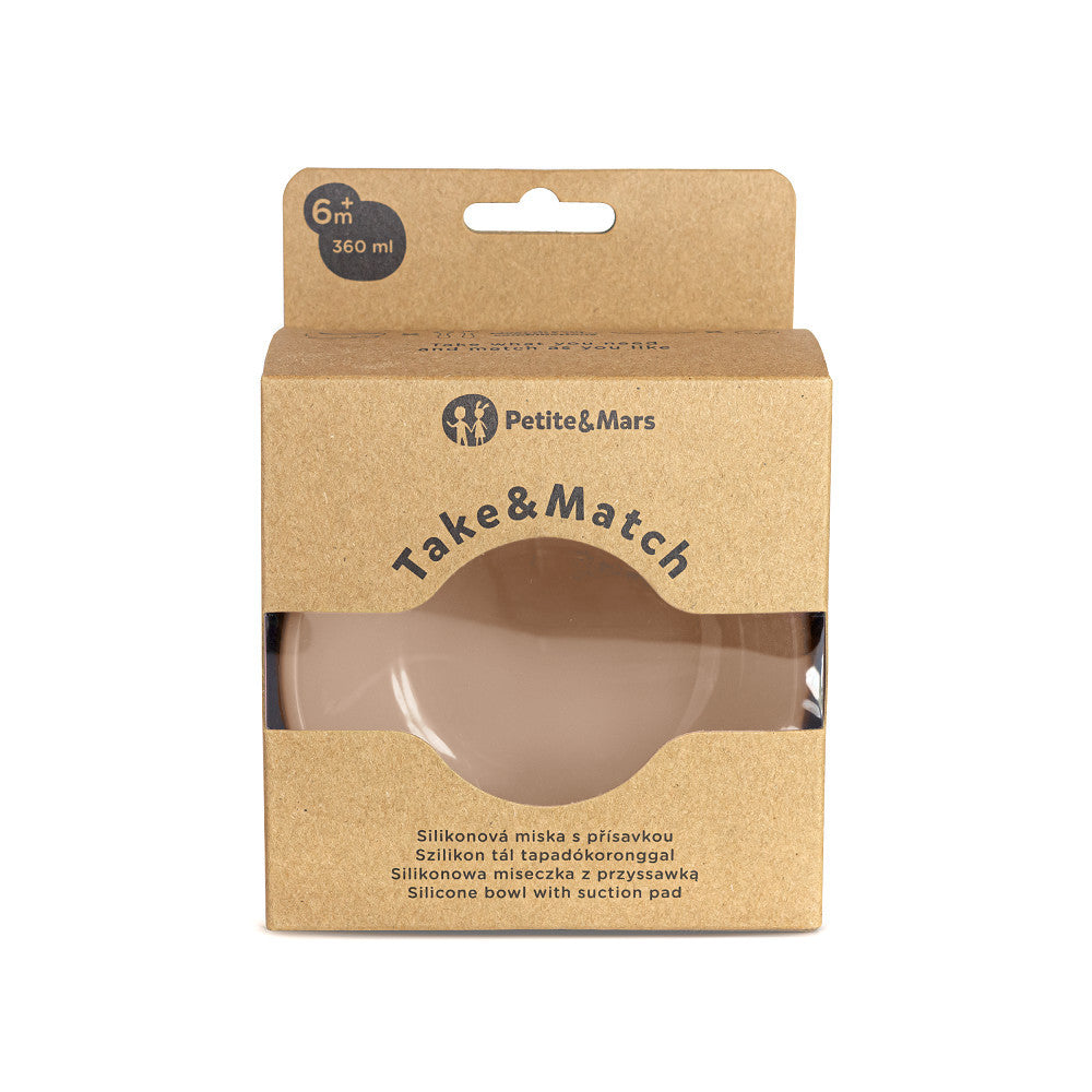 Petite&Mars Szilikon tál tapadókoronggal Take&Match Velvet Latte 6m+-7