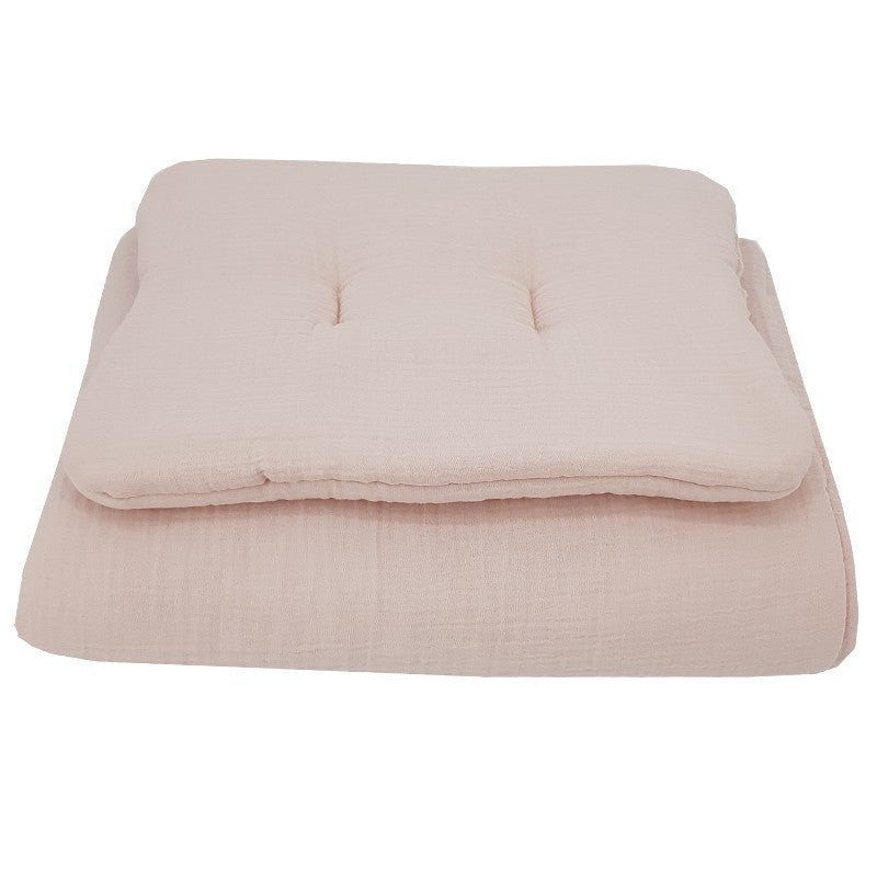 EKO Ágynemű szett 2 részes muszlin 30x40 cm, 75x100 cm - Powder pink