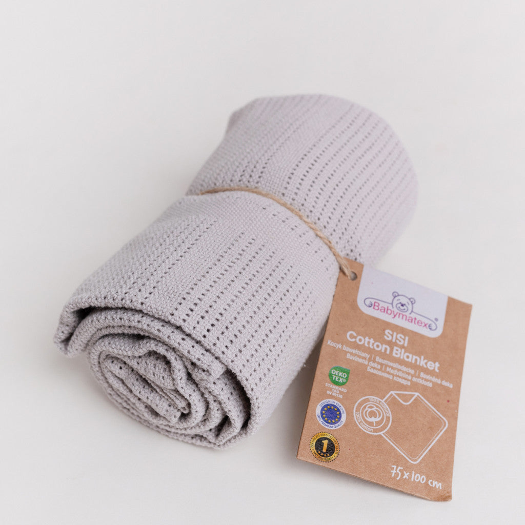 BABYMATEX Kötött pamut takaró 75x100cm Sisi - szürke