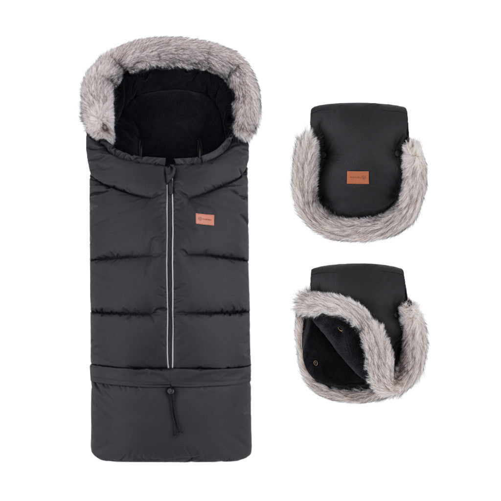 PETITE&MARS Téli szett Arctic 4in1 bundazsák + kézmelegítő kesztyű babakocsira Furry - Forever