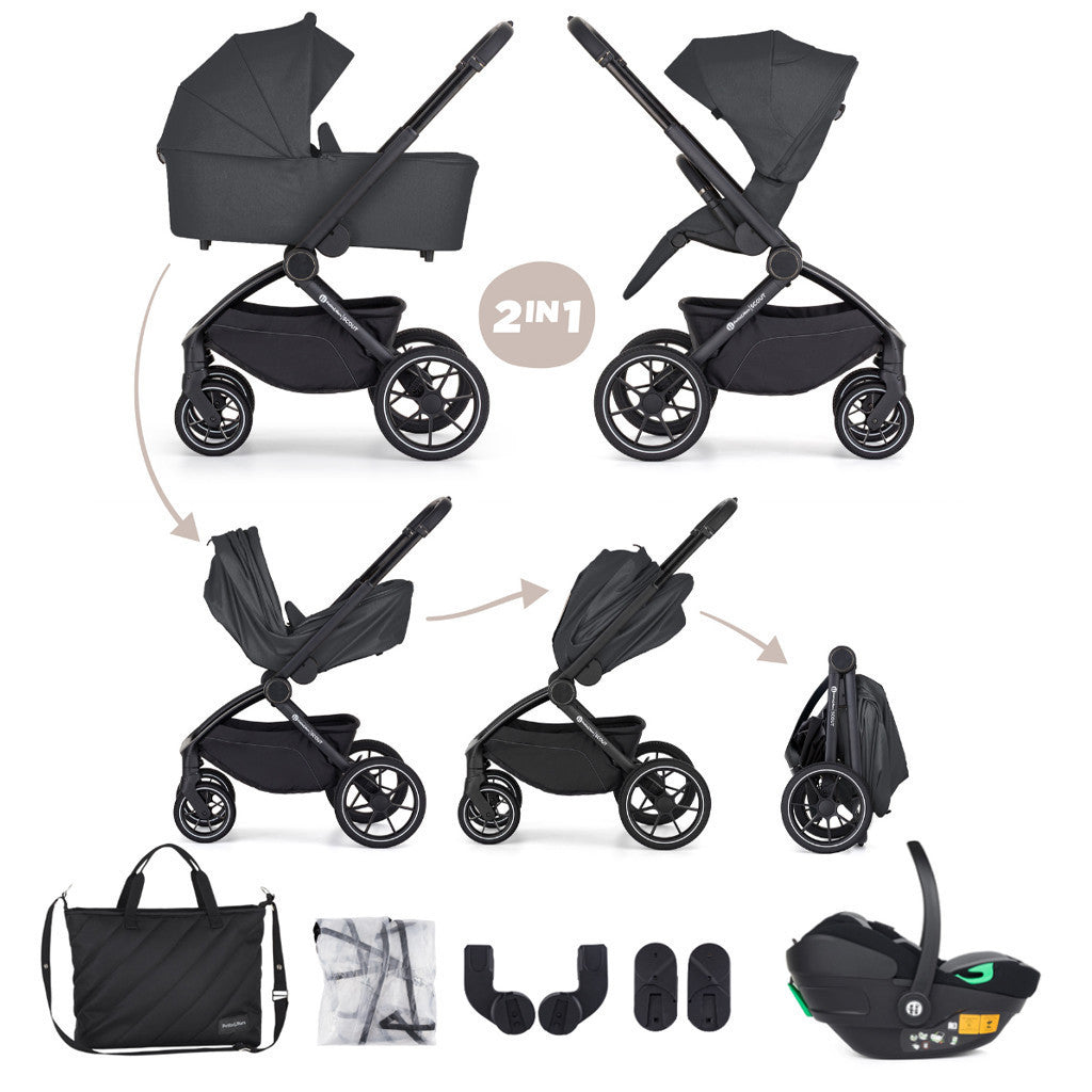 PETITE&MARS Kombinált babakocsi SCOUT 3 az 1-ben Anthracite Moon Core Pro i-Size-0