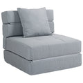 Chauffeuse canapé-lit convertible fauteuil 1 place avec 1 coussin déhoussable, tissu gris clair