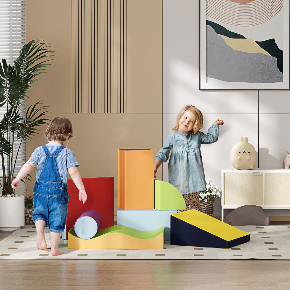 7PCS Module motricité bébé parcours motricité bébé en mousse EPE pour enfants d'âge préscolaire, multicolore-9