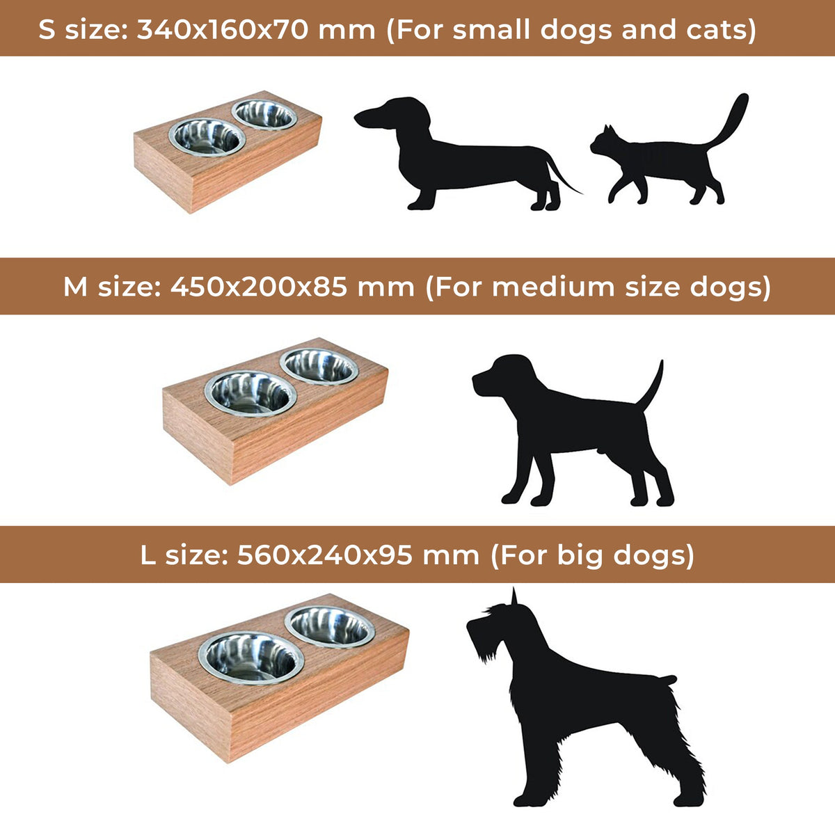 Floating Wooden Raised Food Stand, Medium Dog Feeding Station, Hanging Pet Bowls-4