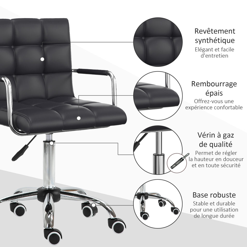 Chaise de bureau fauteuil manager pivotant hauteur réglable revêtement synthétique capitonné noir-5