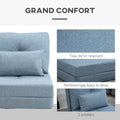 Chauffeuse canapé-lit convertible fauteuil 1 place avec 1 coussin avec dossier réglable, bleu