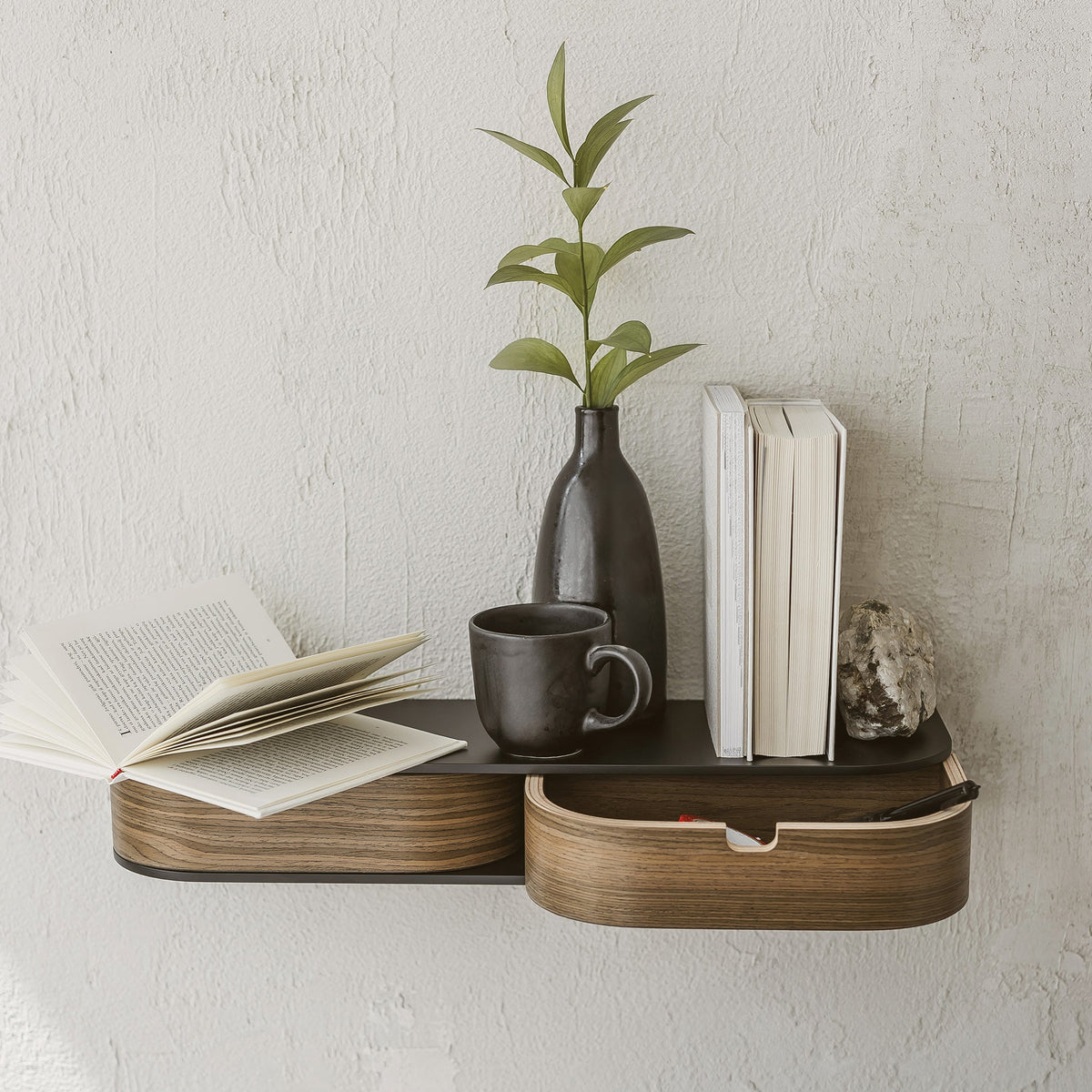 Floating Shelf with Two Drawers, Vanity Desk, 4 Colors-3