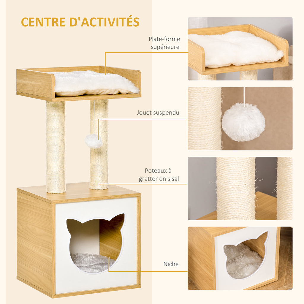 Arbre à chat griffoir pour chat arbre à grimper niche maison pour chat plate-forme supérieure balle suspendue hauteur 81 cm