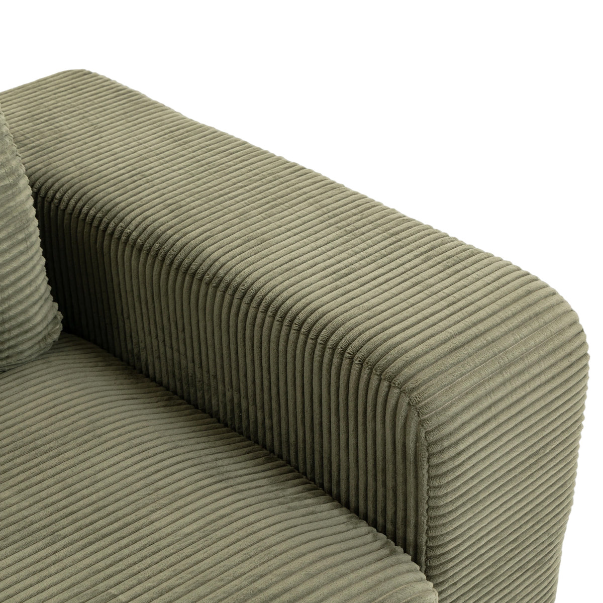 Canapé 3 Places en Velours Côtelé, Canapé de Salon Compressé Moderne 236 cm avec Coussin à Ressorts, Vert