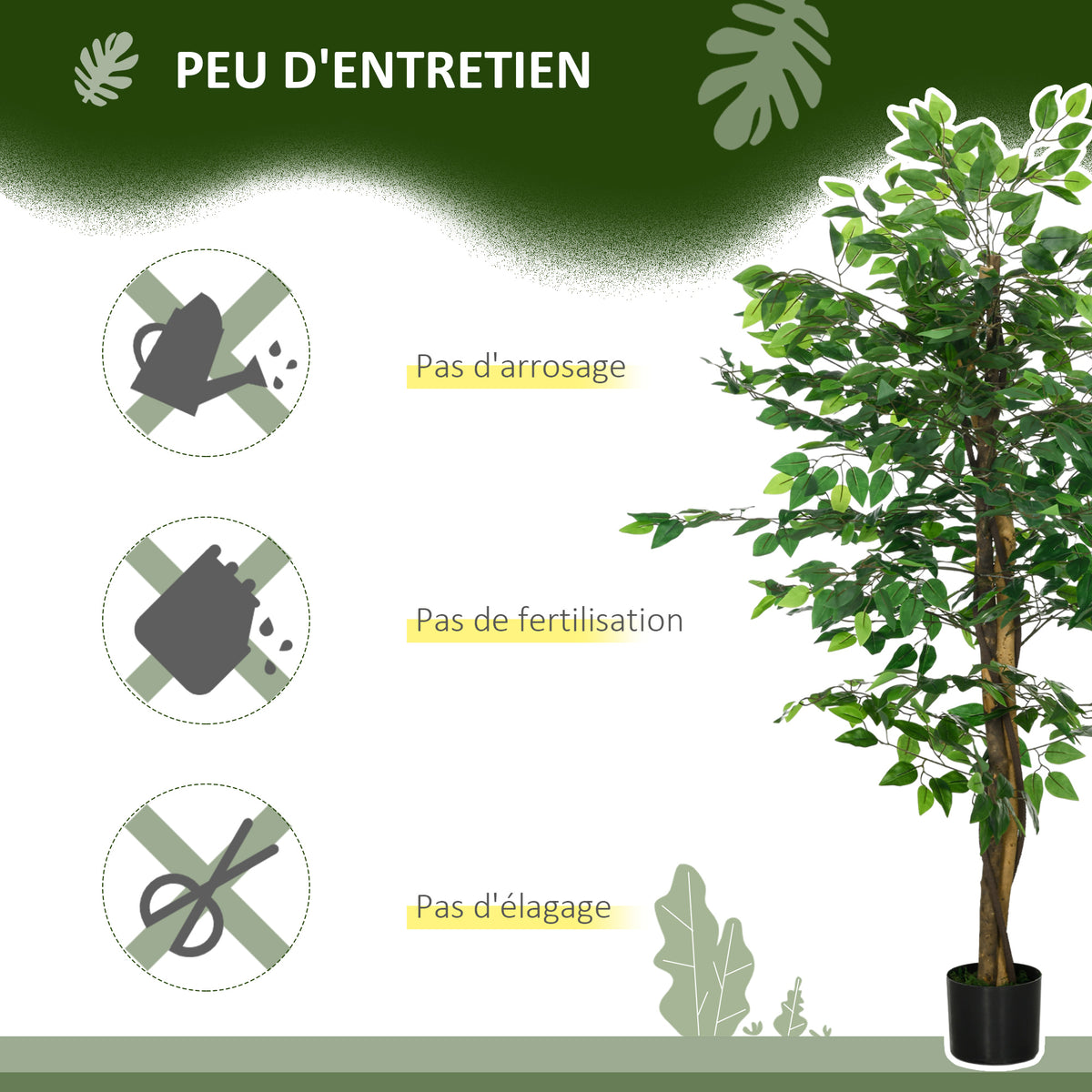 Élethű mű fikusz cserépben – 150 cm