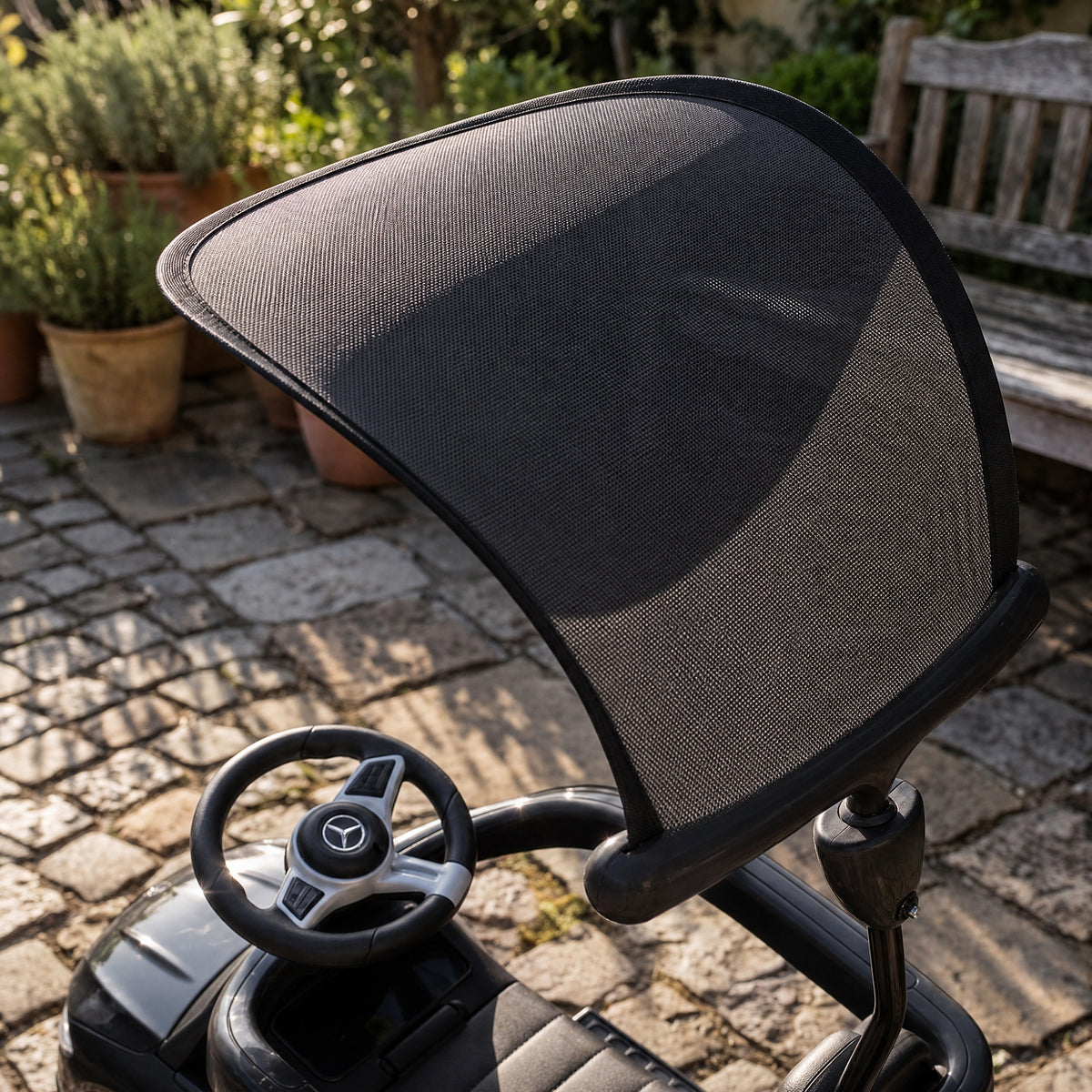 Porteur Enfants 3 en 1 Mercedes-Benz sous Licence, Garde-Corps, Espace de Rangement, Klaxon, 83x40x90cm, Noir